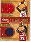 2009 Classics Authentic Hakeem Olajuwon & Clyde Drexler Dual Game Worn Jersey Card