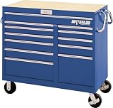 Waterloo MG4612BU 46-Inch Wdie by 24-Inch Deep by 42-1/4-Inch High Extreme Use Blue Tool Cart with 12 Ball Bearing Drawers and Roll Cage Construction