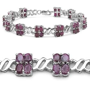 12.00 Carat Genuine Ruby Silver Bracelet by