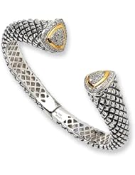 SS/14k Diamond Bangle