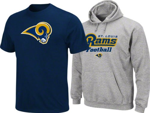 St. Louis Rams Navy T-Shirt and Steel Hooded Sweatshirt Combo Pack