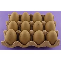 DOZEN wooden Chicken faux fake EGGS kitchen decor BROWN
