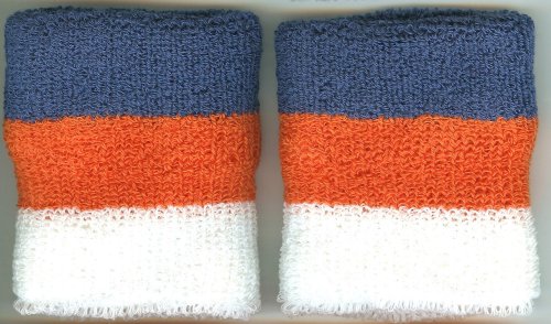 Striped Wristbands Pair Royal/Orange/White