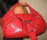 RED Croc Leather Lk Dectective Celebrity Spy Bag Hobo Handbag Tote Purse NEW