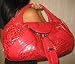 RED Croc Leather Lk Dectective Celebrity Spy Bag Hobo Handbag Tote Purse NEW