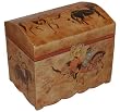 Ming Horse and Warriors chest - handpainted box with hinged lid
