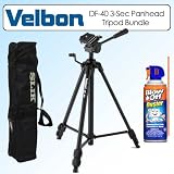 Velbon DF-40 Dual-Function 3-Section Panhead Digital Camera Camcorder Tripod Bundle With Accessories