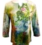 Katina Marie - Mona Lisa Casual "Butterfly" 3/4 Sleeve, Rhinestone Studded, Pre-Washed, Printed Cotton Top - Green