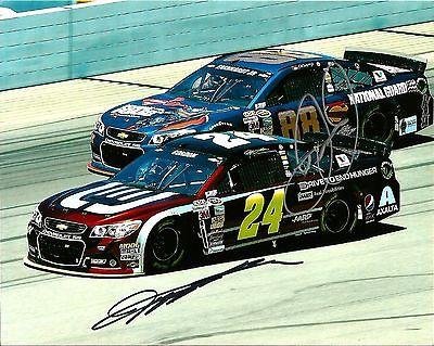 2014 Dale Earnhardt Jr & Jeff Gordon Dual Signed Superman NASCAR 8x10 Photo COA - Autographed Photos