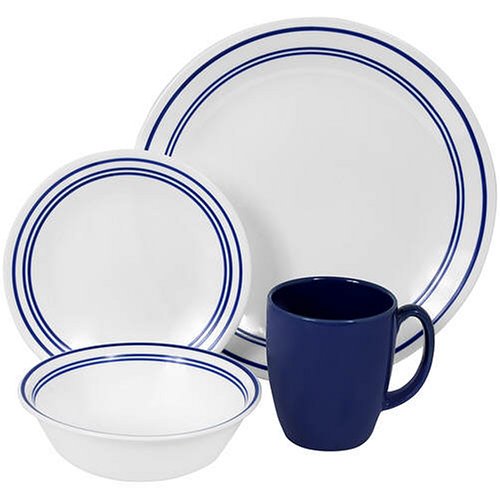 Corelle Livingware 16-Piece Dinnerware Set, Service for 4, Classic Caf Blue