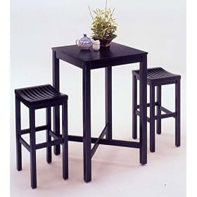 Bar Table and 2 Stools Set in Black - 885982358 by Home Styles