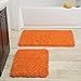 Bedford Home Windsor Home Orange 2 Piece Memory Foam Shag Bath Mat Set Moisture, Dries Quickly, Non Slip Bathroom Rug, Water Absorbent Carpet, Machine Washable, 32