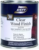 Deft Interior Clear Wood Finish Satin Brushing Lacquer, Quart