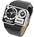 Diesel Men's Analog and Digital Stainless Steel and Black Leather Watch #DZ7101