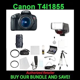 Canon EOS Rebel T4i 18-55mm IS II Lens Kit with Bower DSLR Bundle and Bower Illuminator Dedicated Flash For Canon SLRand Canon EF 70-300mm f/4-5.6 IS USM Telephoto Zoom Lensand twoTiffen 58mm UV Protection Filter