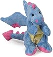 goDog Dragon With Chew Guard Technology Tough Plush Dog Toy, Periwinkle, Small
