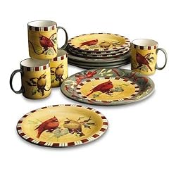Lenox Winter Greetings Everyday Cardinal 12-Piece Dinnerware Set, Service for 4