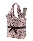 Quilted Paisley Rose and Brown Diaper Tote and Changing Mat