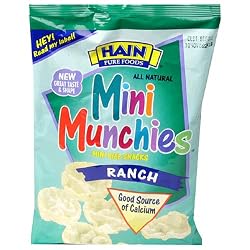 Hain Pure Snax Mini Munchies Mini Rice Snacks, Ranch, 2.82-Ounce Bags (Pack of 12)