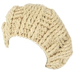 New Crochet Beret Tam Chunky Loop Knit Slouch Hat Beige Medium Large