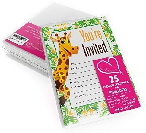 Keira Valentine Cartoon Giraffe Boy / Girl Baby Shower Invitations 25ct Kids Birthday Party Invitations