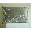 Silver Rose Garden - Decorative Pillow Covers - Rectangle Pillow Cover with Ribbon Embroidery
