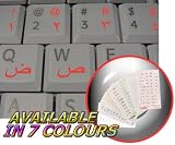 ARABIC KEYBOARD STICKERS WITH RED LETTERING ON TRANSPARENT BACKGROUND