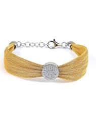 Sterling Silver & Cz 18k Yellow Gold Plated Bangle