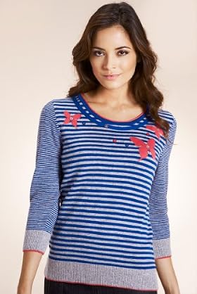 Per Una Multicoloured Stripe & Butterfly Knitted Top