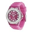 Geneva Platinum CZ Accented Silicone Watch, Small Face