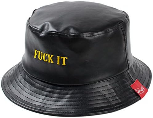 Unisex Fashion New Embroidered Fisherman Caps PU Leather Personality Bucket Hats
