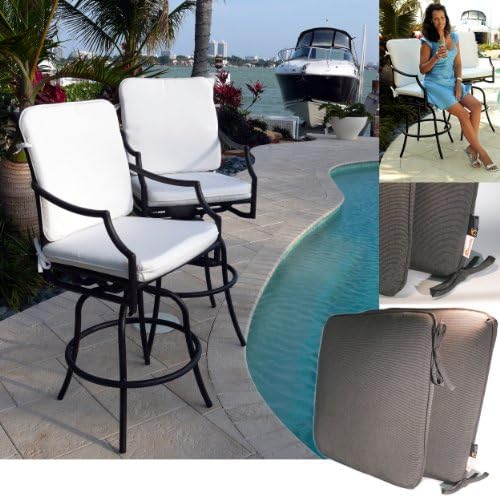 Comfort Care Cast Aluminum Outdoor 30 in. Barstool with Armrest - Set of 2