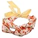 Flower Printed Pattern Soft Twist Tie Chiffon Headbands by Acorn Days, Pack of 5, for Girls and Women