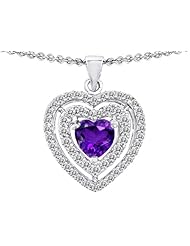 Original Star K (tm) 6mm Heart Shape Simulated Amethyst Heart Pendant in 925 Sterling Silver