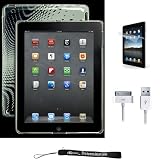 Clear Smooth Durable TPU Skin with Wave Texture Design Protector / Silicone Gel Skin Cover Case for New Apple iPad 2 ( Only for iPad 2nd Generation ) * Includes a USB Data Sync Cable for your iPad