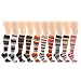 12 Pairs Stripe Long Knee High Tube Socks Cotton Set