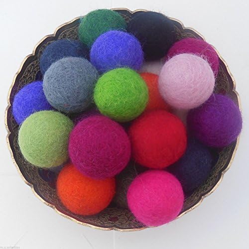 Mimosa Felt Balls - Original Nepalese Handmade Multicolour Pom Pom - 100 X 3cm (1.18") DIY Crafts Accessory