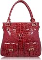 Ladies Red Faux Croc Leather Designer Handbag