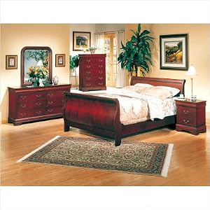 Louis Sleigh Bed in Cherry Size: Queen
