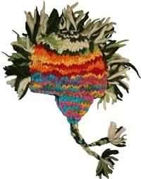 Authentic Soul Mohawk Rainbow Wool Ear Flap Knit Hat . Pink. One Size.