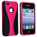 Snap-on Rubber Coated Case for Apple&reg; iPhone&reg; 4 4S 4GS 4G AT&T / Verizon, Hot Pink / Black