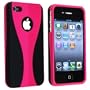 Snap-on Rubber Coated Case for Apple� iPhone� 4 4S 4GS 4G AT&T / Verizon, Hot Pink / Black