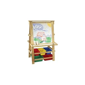 Natural Wood Easel with Plastic Bins