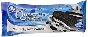 Quest Nutrition Protein Bar, Cookies and Cream, 2.12 oz Bars, 12 Count