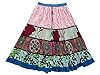 Gift for Her- Boho Vintage Skirts Floral Patchwork Peasant Mid-length Skirt
