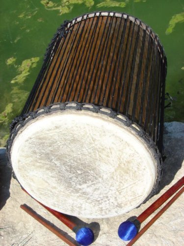 24 x 13 14 DUN DUNN DJEMBE HAND DRUM Cowhide Double Heads with Mallots and Sticks