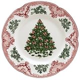 Johnson Brothers Old Britain Castles Pink 10-Inch Christmas Green Tree Dinner Plate