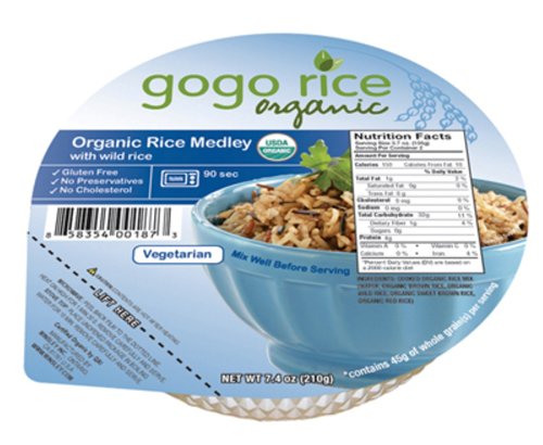 Gogo Rice Minsley Cooked Organic Rice Medley,  7.4-Ounce Bowls (Pack of 12)