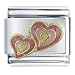 Two Hearts Italian Charms Bracelet Link