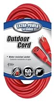 Coleman Cable 02408 14/3 SJTW Vinyl Outdoor Extension Cord, Red, 50-Foot